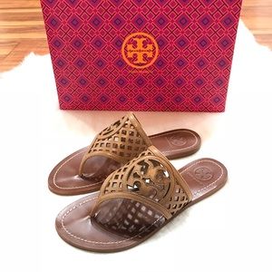 NIB Tory Burch Thatched Perforated Logo Thong